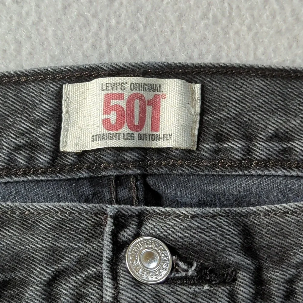 Levi's 501 Jeans Mens 40x32 Faded Black Straight Leg Button‎ Fly Denim Pants